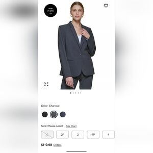 Calvin Klein Women's Charcoal One-Button Blazer